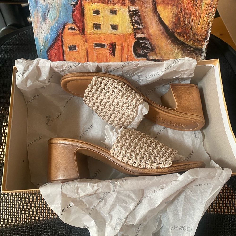 BELLA VITA Woven Slide Heeled Sandals